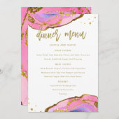 Rosa Blau und Gold Geode | Hochzeit Menükarte (Vorne/Hinten)