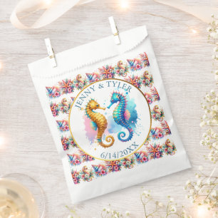 Rosa, Blau und Gold Küsten Sanddollar Strandlebens Geschenktütchen
