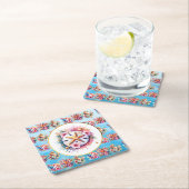 Rosa, blau und goldfarbener Sandstrand Rechteckiger Pappuntersetzer (Vor Ort)