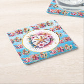Rosa, blau und goldfarbener Sandstrand Rechteckiger Pappuntersetzer (angewinkelt)