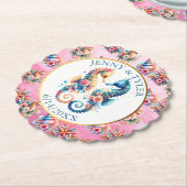 Rosa, blau und goldfarbener Sandstrand Untersetzer (angewinkelt)