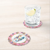 Rosa, blau und goldfarbener Sandstrand Untersetzer (Vor Ort)