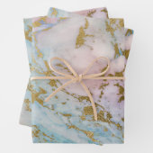 Rosa, Blau und Goldmarmor Geschenkpapier Set (Beispiel)