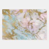 Rosa, Blau und Goldmarmor Geschenkpapier Set (Vorderseite)
