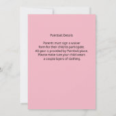 Rosa, Blau und Grüne Paintball Geburtstag Einladung (Rückseite)