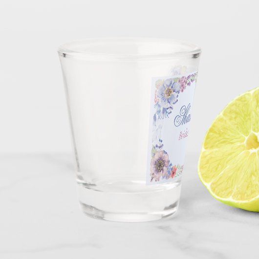 Rosa Blau und Lila Blumenüberdachung Shotglas Schnapsglas (Links)