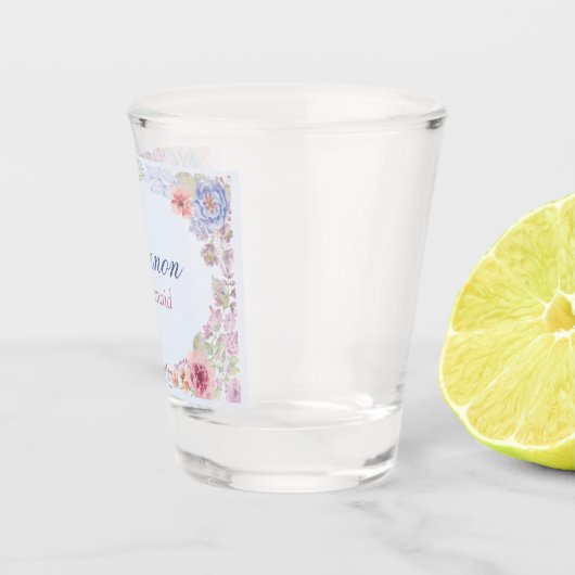 Rosa Blau und Lila Blumenüberdachung Shotglas Schnapsglas (Rechts)