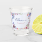 Rosa Blau und Lila Blumenüberdachung Shotglas Schnapsglas (Vorderseite)