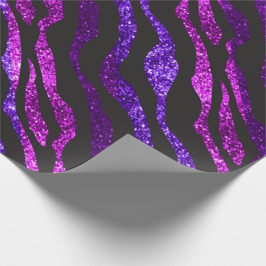 Rosa, Blau und Lila Glitzer Zebra Geschenkwrake Geschenkpapier (Ecke)