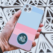 Rosa Blau und lila Pastellfarben Streifen Monogram iPhone Hülle