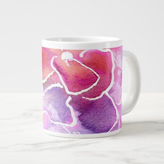 Rosa, Blau und Mauve Wasserfarben Jumbo-Tasse (Vorderseite Rechts)