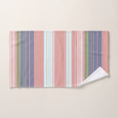 Rosa, blau und olivfarbene senkrechte Streifen. Ba Badhandtuch Set (Handtuch)