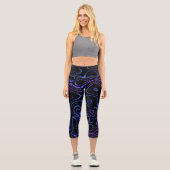 Rosa Blau und Schwarz Abstrakt Capri Leggings (Vorderseite)