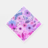 Rosa, blau und violett | Fettflorales Party Serviette (Ecke)
