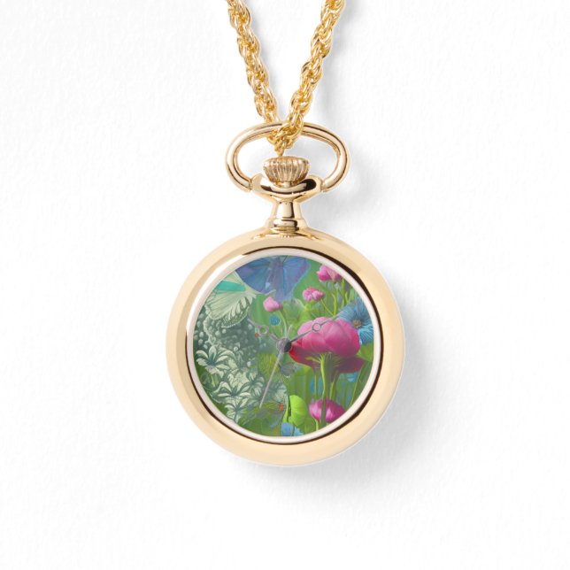 Rosa, blau und weiß armbanduhr (Vorderseite)