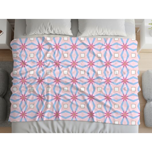 Rosa, blau und weiß geometrisch gemustert  fleecedecke