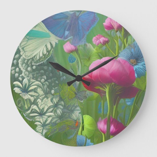 Rosa, blau und weiß große wanduhr (Vorderseite)