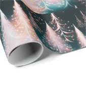 Rosa Blau und weiße Goldbäume Moderne Weihnachten Geschenkpapier (Rolleneckpunkt)