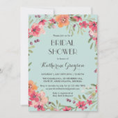 Rosa Blau Vintage Blume Brautdusche Einladung (Vorderseite)