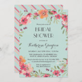 Rosa Blau Vintage Blume Brautdusche Einladung (Vorne/Hinten)