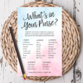 Rosa/blau Was ist in Ihrer Geldbörse, Spielkarte a Flyer