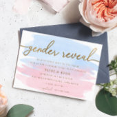 Rosa & Blau Wasserfarben Gold-Gender-Enthüllung la Einladung