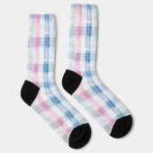 Rosa Blau Weiß Kariert Gestreift Socken (Rechts)