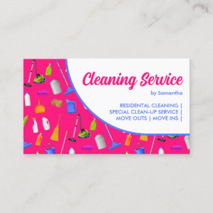 Rosa Blau Weiß Moderne Gebäudereinigungsdienstleis Visitenkarte