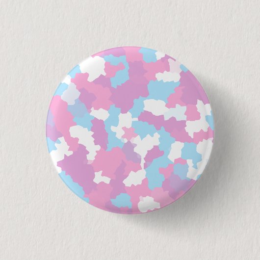 Rosa Blau Weiße Camouflage Abstrakt Button (Vorderseite)