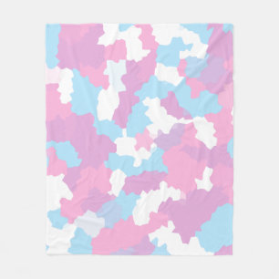 Rosa Blau Weiße Camouflage Abstrakt Fleecedecke