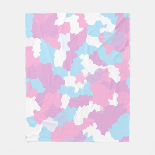Rosa Blau Weiße Camouflage Abstrakt Fleecedecke (Vorderseite)