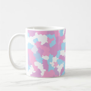 Rosa Blau Weiße Camouflage Abstrakt Kaffeetasse