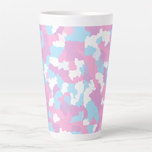 Rosa Blau Weiße Camouflage Abstrakt Milchtasse (Vorderseite)