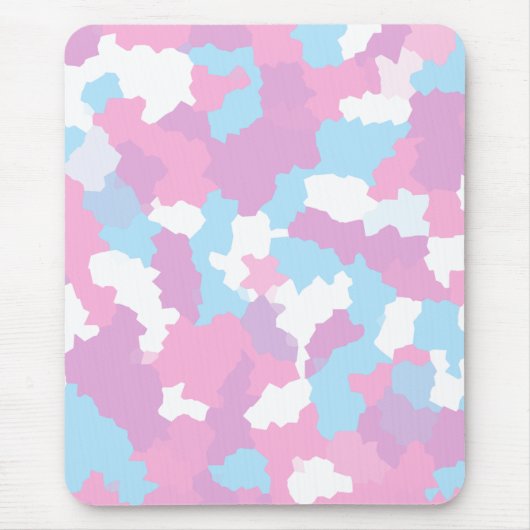Rosa Blau Weiße Camouflage Abstrakt Mousepad (Vorne)
