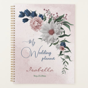 rosa blau weiße florale Grünzeug Hochzeit Planer