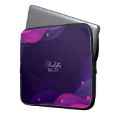 Rosa blaue Abstrakte Waves mit Individuelle Name Laptopschutzhülle (Vorderseite Links)