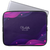 Rosa blaue Abstrakte Waves mit Individuelle Name Laptopschutzhülle (Vorderseite)