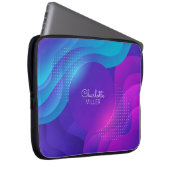 Rosa blaue Abstrakte Waves mit Individuelle Name Laptopschutzhülle (Vorne Rechts)