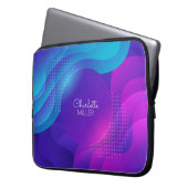 Rosa blaue Abstrakte Waves mit Individuelle Name Laptopschutzhülle (Vorderseite Links)