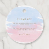 Rosa blaue Aquarellfarbe mit Liebe gesprenkelt Geschenkanhänger (Rückseite)