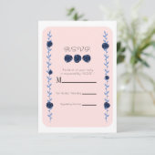 Rosa Blaue Aquarellfarbe Rose Reben Hütte UAWG Ant RSVP Karte (Stehend Vorderseite)