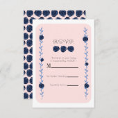 Rosa Blaue Aquarellfarbe Rose Reben Hütte UAWG Ant RSVP Karte (Vorne/Hinten)