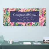 Rosa blaue Aquarellfarben Verlobung Banner (Messe)