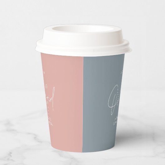 Rosa blaue Babydusche Pappbecher (Rechts)