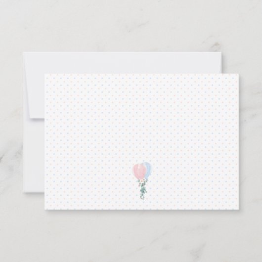 Rosa blaue Balloons Bücher für Babyanfrage Einladung (Rückseite)
