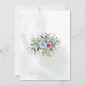 Rosa blaue Balloons Eukalyptus Einladung (Rückseite)