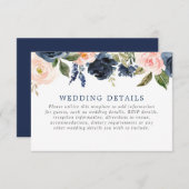 Rosa blaue blühende Rose Hochzeitsdetails Begleitkarte (Vorne/Hinten)