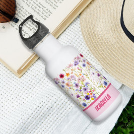 Rosa blaue Blume Design für Frauen und Mädchen Edelstahlflasche