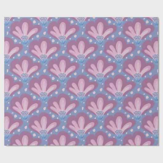 Rosa blaue Blume Geschenkpapier (Flach)