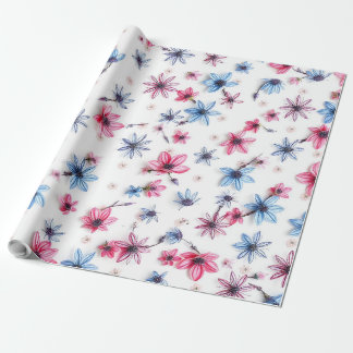 rosa blaue Blume Geschenkpapier